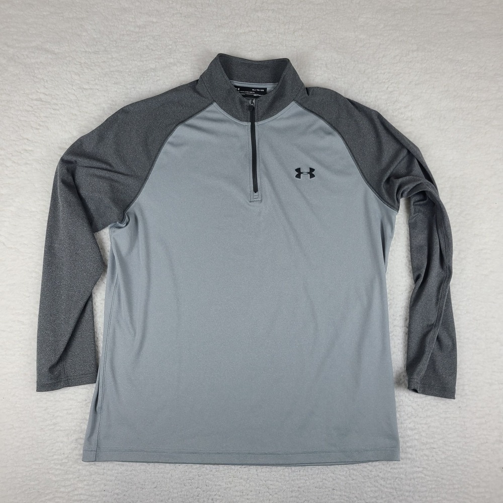 Under Armour Sweater Men XL Gray Loose Heatgear Activewear Performance Tech Golf